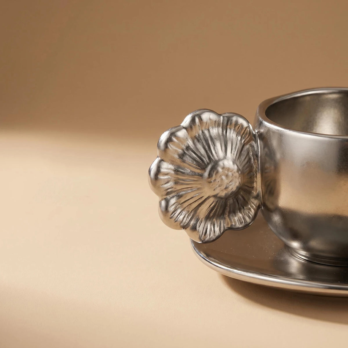 Gold & Silver Porcelain Cup and Saucer – 240ml