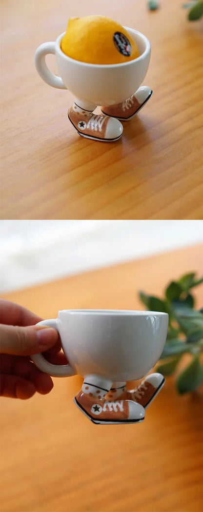 Creative Sneakers Feet Ceramic Coffee Mug Ornaments Living Room Kitchen Tea Cup Egg Cup Cartoon Funny Storage Ornaments Crafts