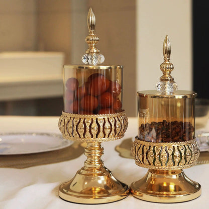 Crystal-Style Glass Candy Jar with Lid