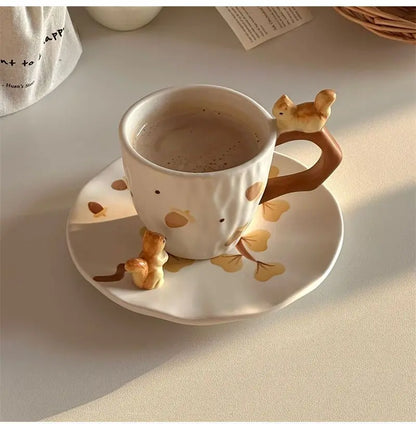 Squirrel Ginkgo Cup & Saucer