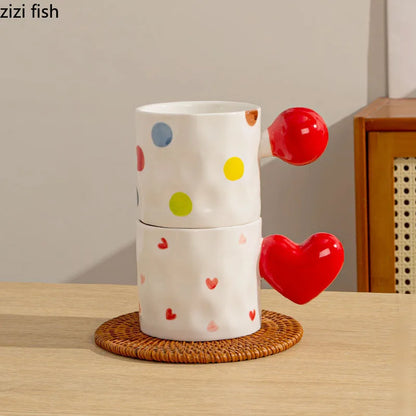 Heart & Polka Dot Ceramic Mug