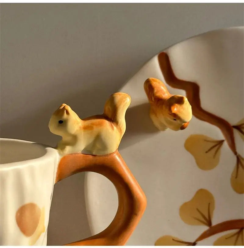 Squirrel Ginkgo Cup & Saucer