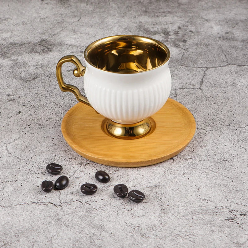 Embossed Turkish Coffee Cups & Saucers – Set of 2