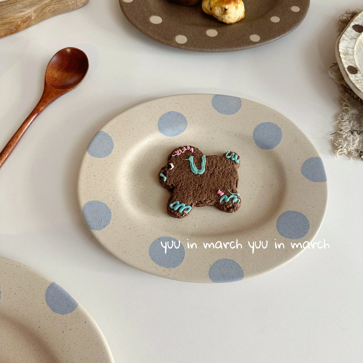 Blue Polka Dot Ceramic Tableware