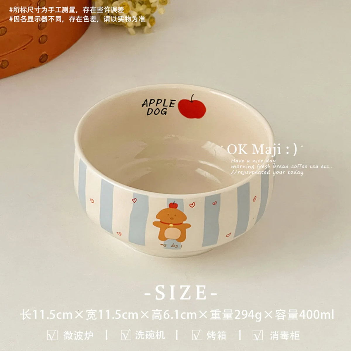 Ceramic Yogurt Bowl with Spoon Fruit Oatmeal Breakfast Bowl Rice Bowl Tableware