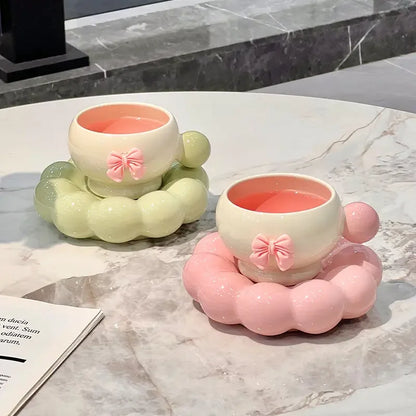 Bow Coffee Cup & Flower Saucer