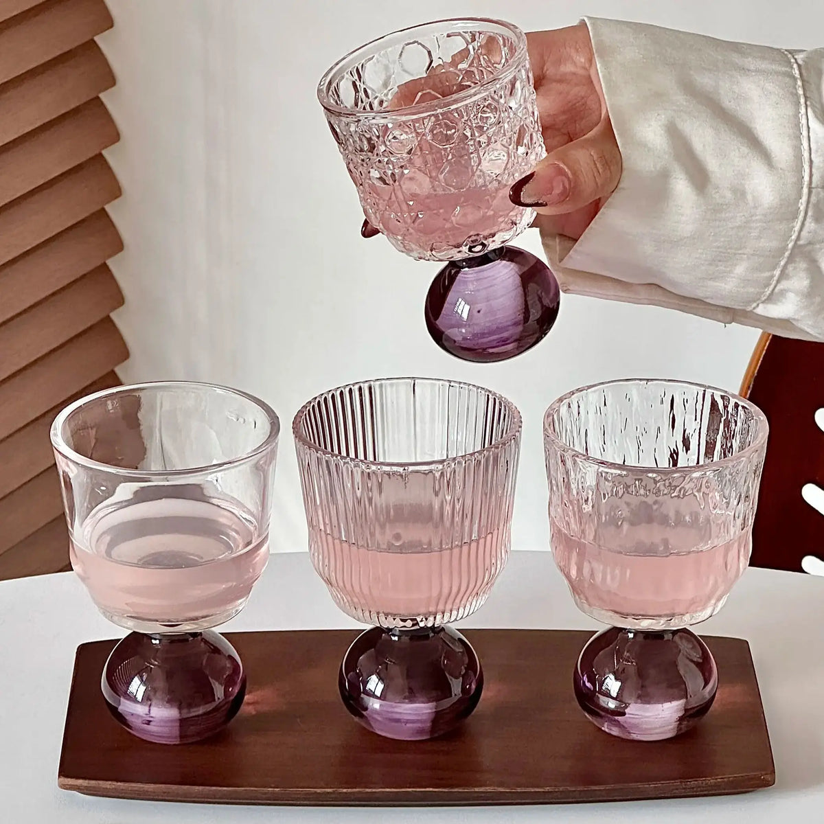 Cute Ball Base Glass Creative Mid-Century Whiskey Cup Baijiu Cup Tea Drinking Cup Juice Cup
