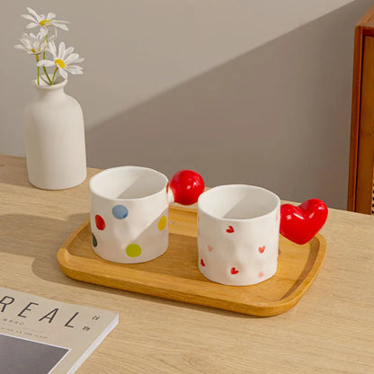 Heart & Polka Dot Ceramic Mug