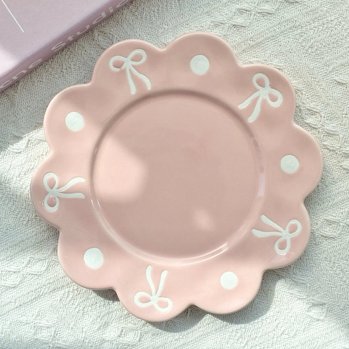 Pink Bow Flower Saucer Set