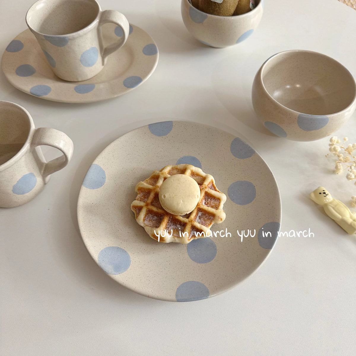Blue Polka Dot Ceramic Tableware