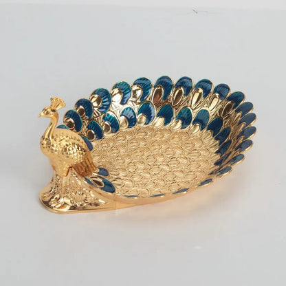 Golden Peacock Decorative Serving Tray