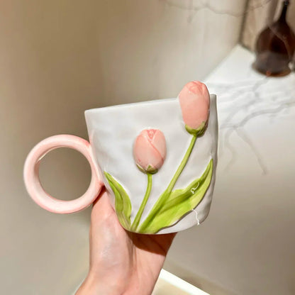3D Flower Ceramic Mug