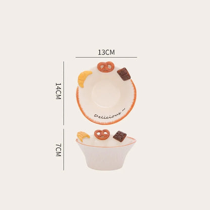 Bread-Shaped Ceramic Dessert Plate