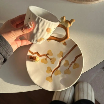 Squirrel Ginkgo Cup & Saucer