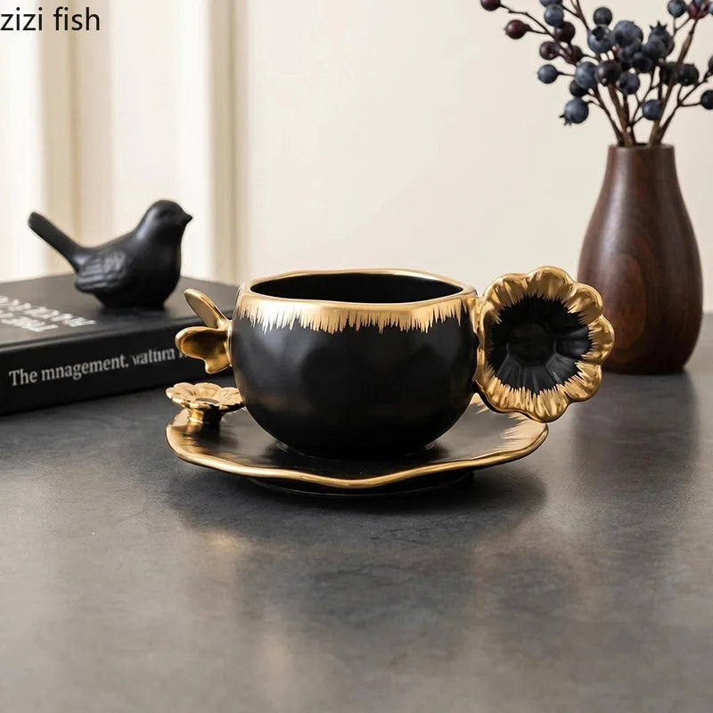 Gold & Silver Porcelain Cup and Saucer – 240ml