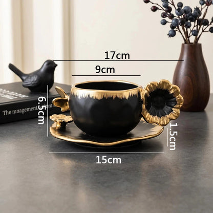 Gold & Silver Porcelain Cup and Saucer – 240ml