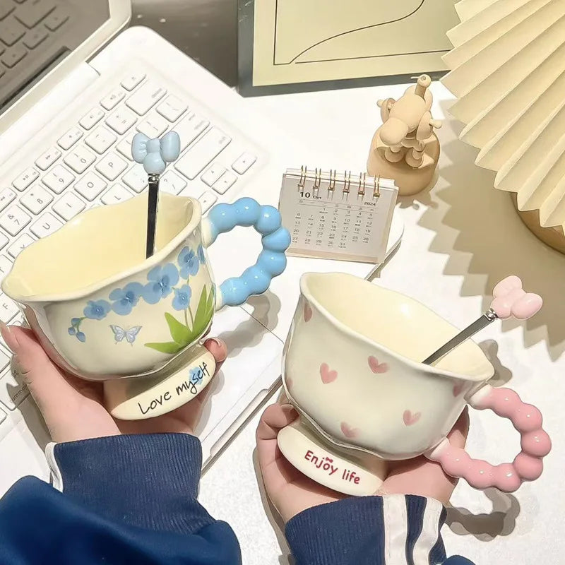 Colorful Flower Ceramic Coffee Cup