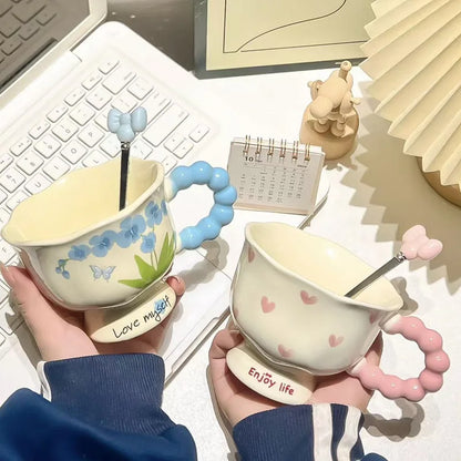 Colorful Flower Ceramic Coffee Cup