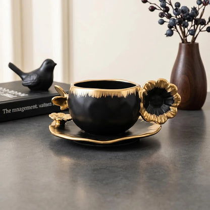 Gold & Silver Porcelain Cup and Saucer – 240ml