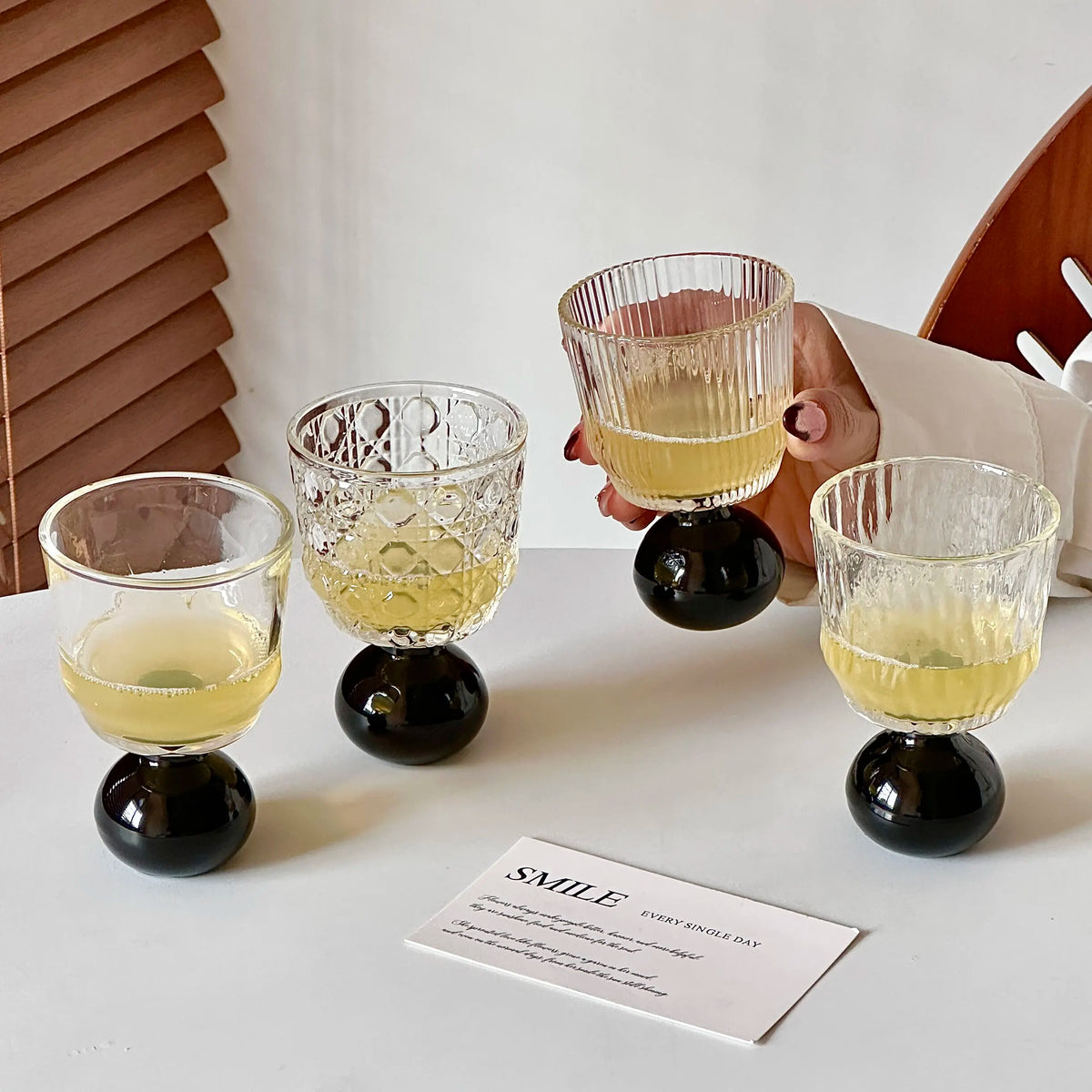 Cute Ball Base Glass Creative Mid-Century Whiskey Cup Baijiu Cup Tea Drinking Cup Juice Cup