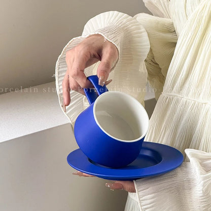 Bow Shaped Ceramic Coffee Cups and Plates Water Cup Milk Mug Home Breakfast Cup Flower Tea Cups Afternoon Tea Mug Coffee Mugs