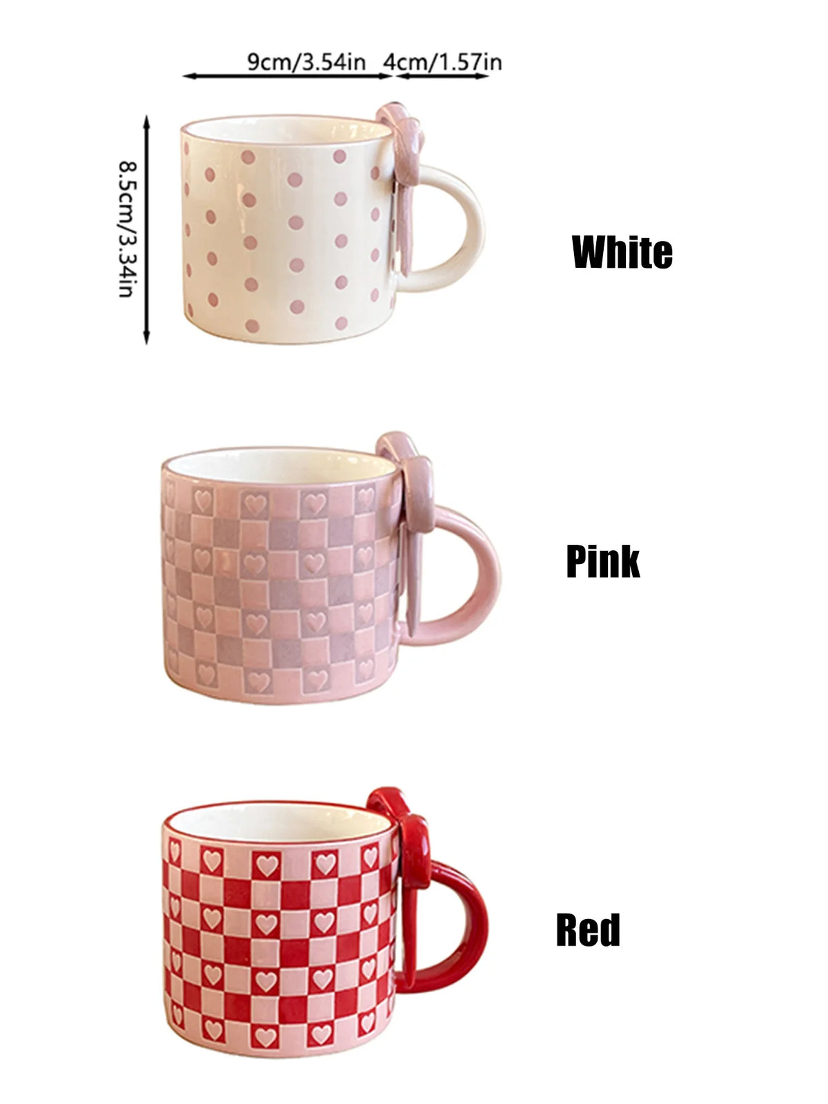 Checkered Bow-Handle Ceramic Mug