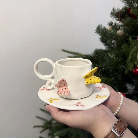 Butterfly Ceramic Cup & Saucer Set