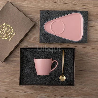 Luxury Ceramic Coffee Cup, Spoon & Saucer Set