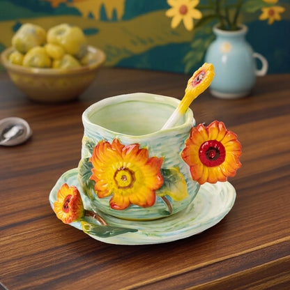 Painted Floral Cup & Saucer