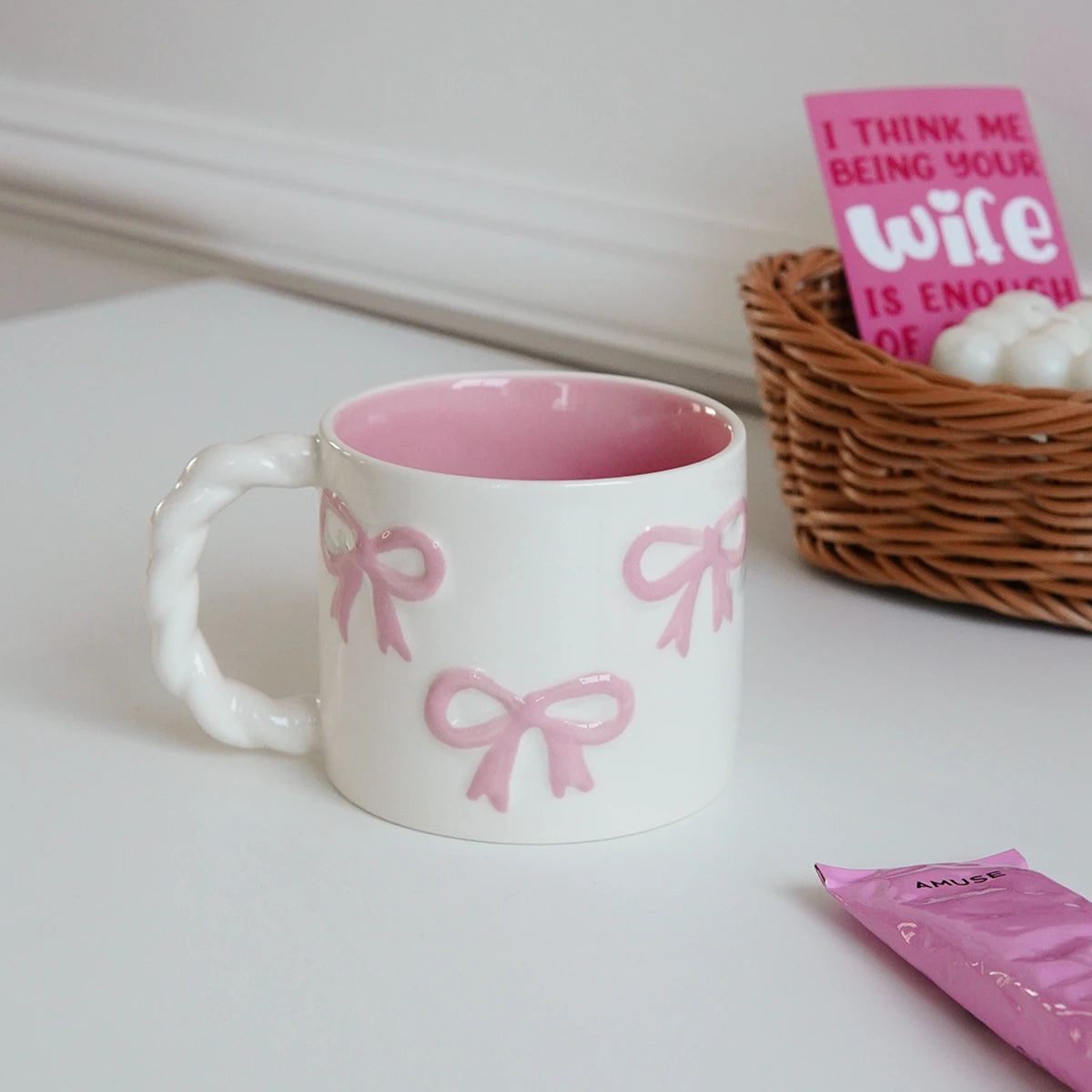 Twisted-Handle Bow Ceramic Mug