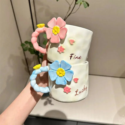 3D Flower Ceramic Mug
