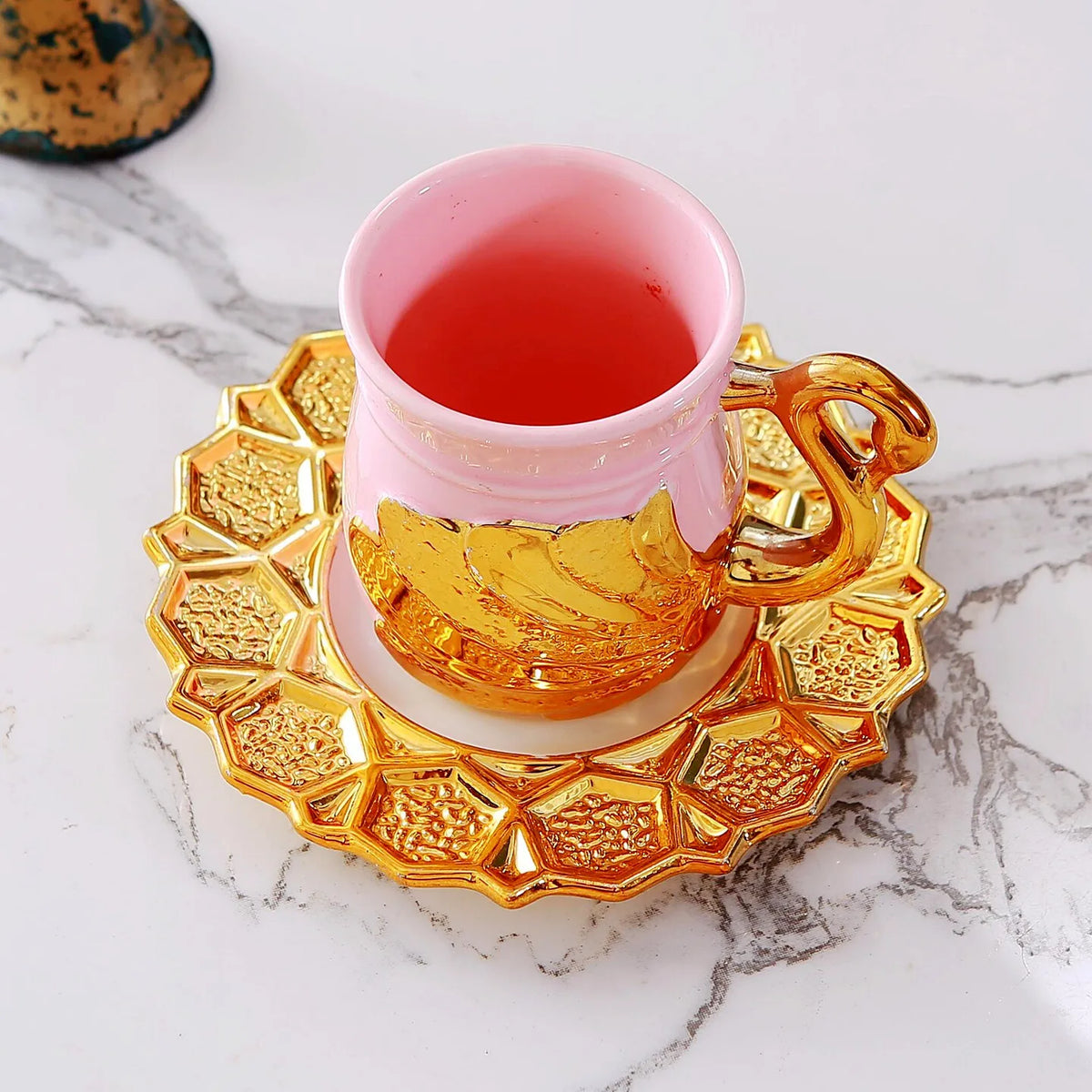 Pink Swan Ceramic Coffee Cup