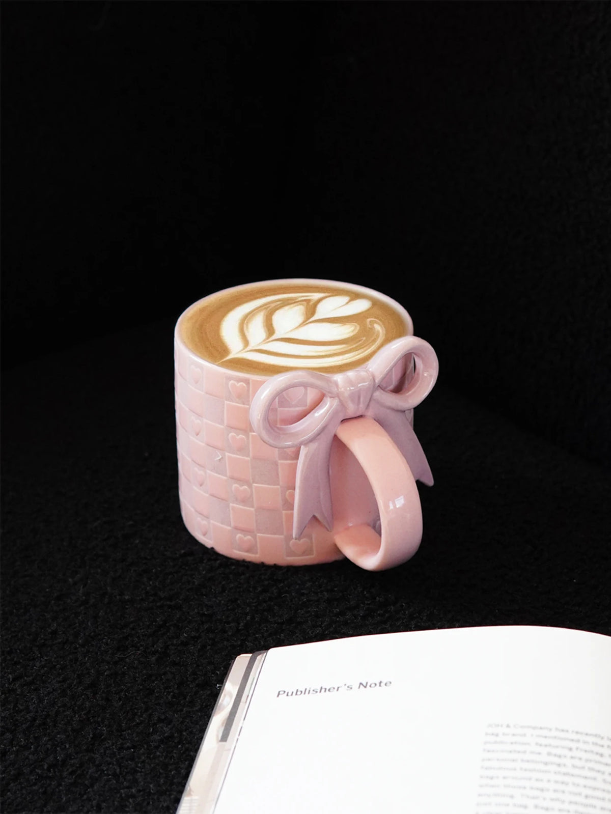 Checkered Bow-Handle Ceramic Mug