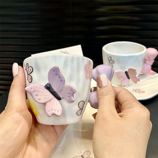 Embossed Butterfly Ceramic Mug