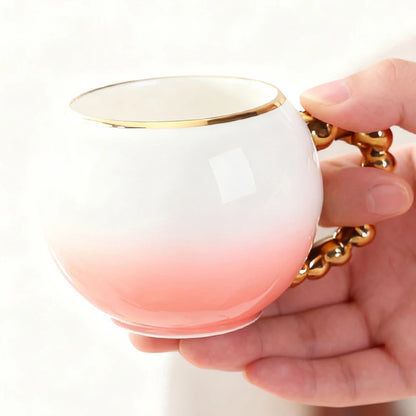 Gold-Dot Heart Porcelain Cup & Saucer