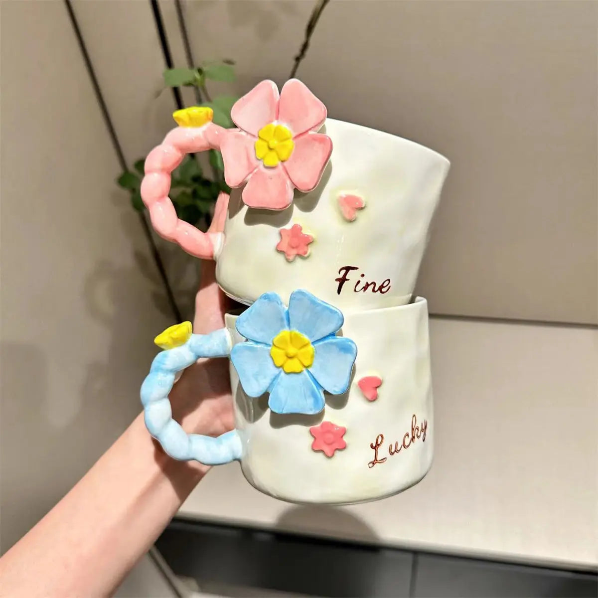 3D Flower Ceramic Mug
