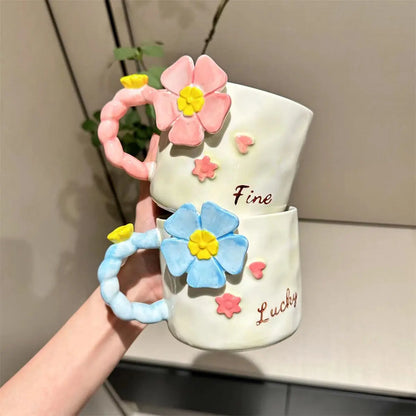3D Flower Ceramic Mug