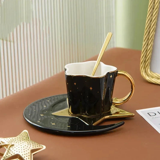 Moon & Star Ceramic Coffee Cup Set
