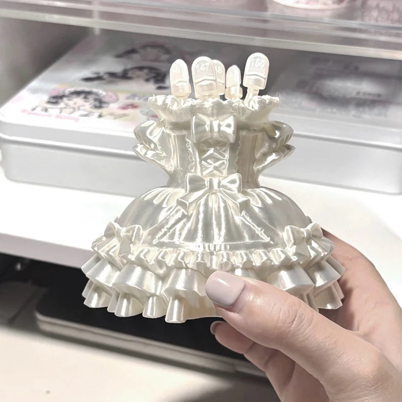 3D Printed Jewelry Tray Princess Dress Shape Makeup Brush Holder Jewelry Display Case Watches/Keys Storage Box Birthday Gifts