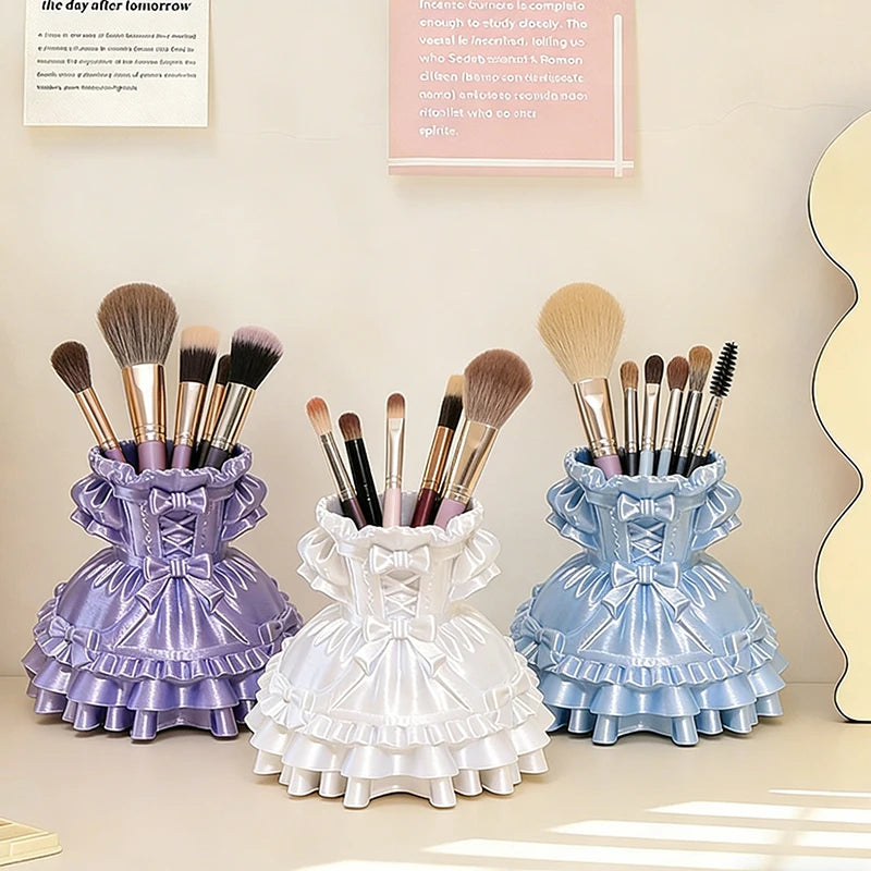 3D Printed Jewelry Tray Princess Dress Shape Makeup Brush Holder Jewelry Display Case Watches/Keys Storage Box Birthday Gifts