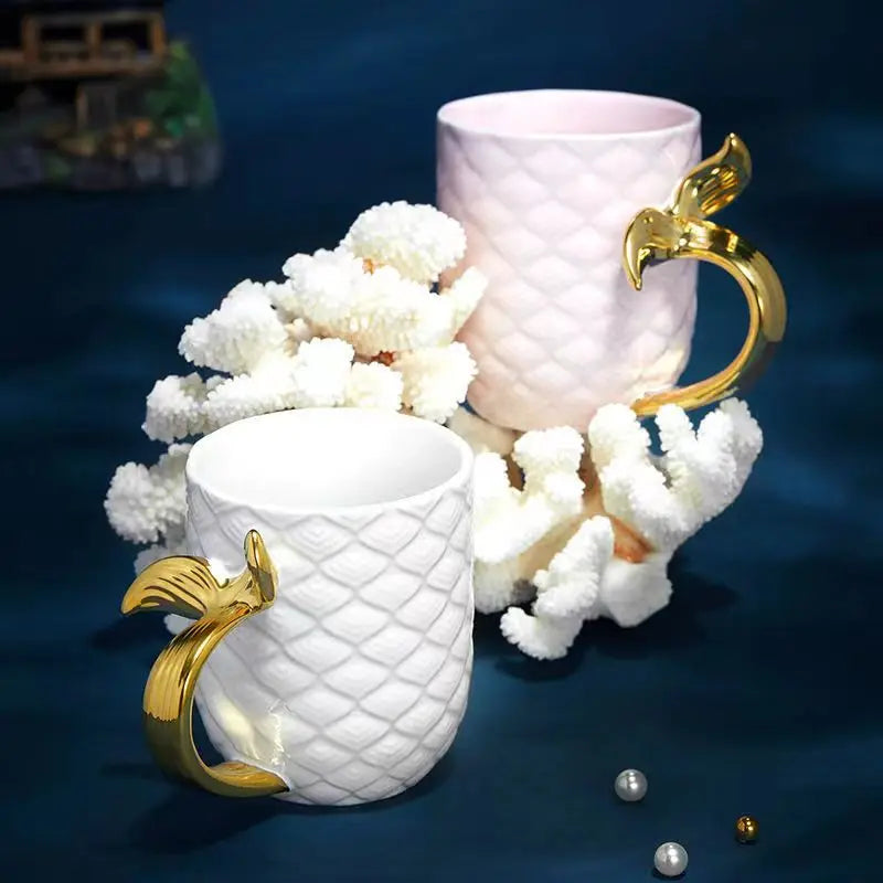 Golden Mermaid Ceramic Coffee Mug