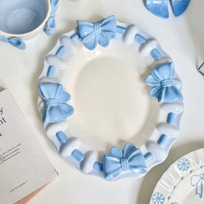 Bow Relief Ceramic Dessert Plate