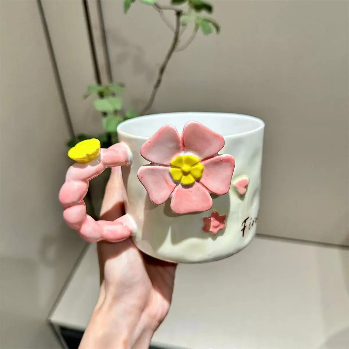 3D Flower Ceramic Mug