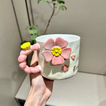 3D Flower Ceramic Mug