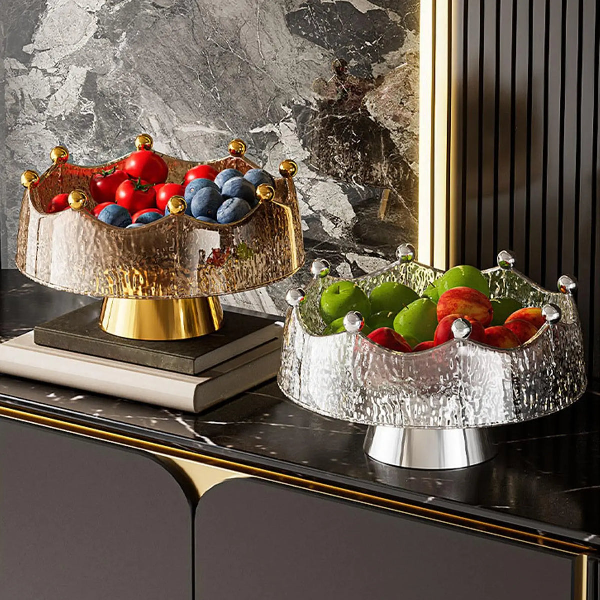 Golden Fruit Bowl & Decorative Serving Set