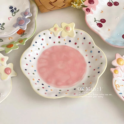 Floral Rainbow Ceramic Plates