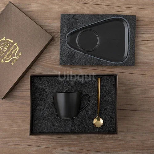 Luxury Ceramic Coffee Cup, Spoon & Saucer Set