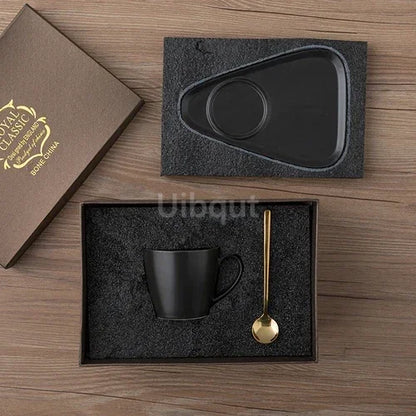 Luxury Ceramic Coffee Cup, Spoon & Saucer Set