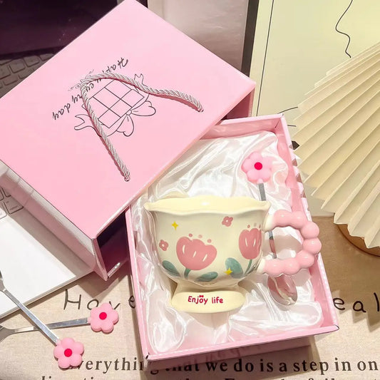 Flower Ceramic Coffee Mug Gift