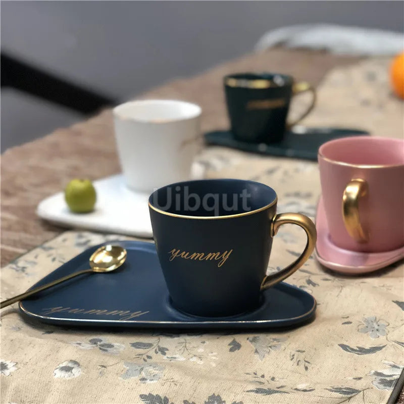 Luxury Ceramic Coffee Cup, Spoon & Saucer Set